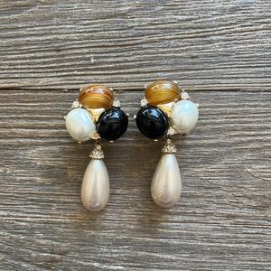Vintage Ciner Faux Pearl Drop Earrings